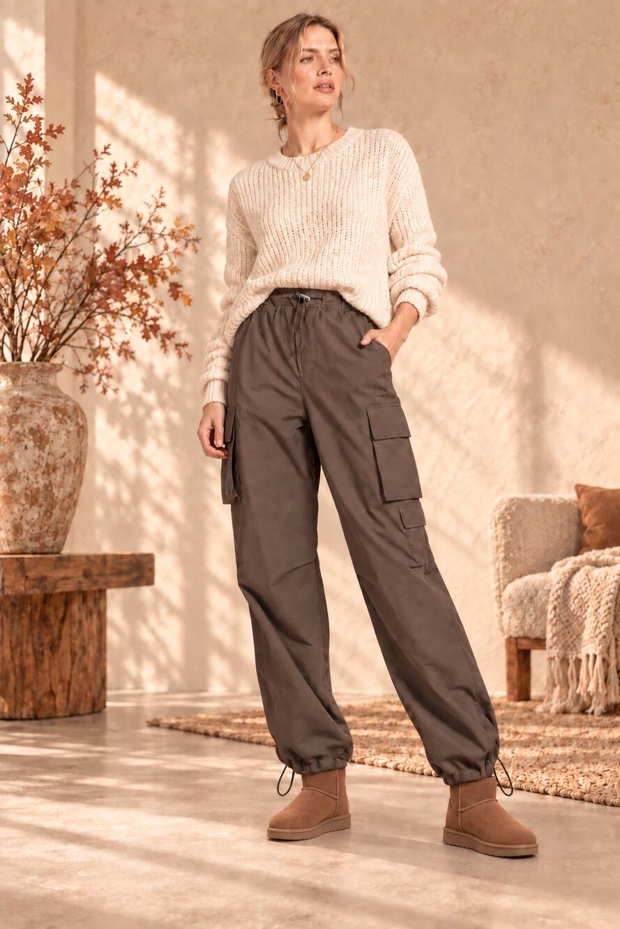 Easel Brown Cargo Joggers